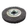 Forney 72896-0 Wire Bench Wheel Brush, Industrial Pro Crimped with 1/2-Inch Through 2-Inch Multi Arbor, 6-Inch-by-.012-Inch
