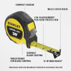 Stanley 30" Finger Break Control Lock Tape Measure, STHT37245