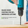 Greenworks 14-Pcs Black Oxide Drilling Bit Set,135 Degree Split Point, Black Oxide Coated, For Plastic, Wood and Metal