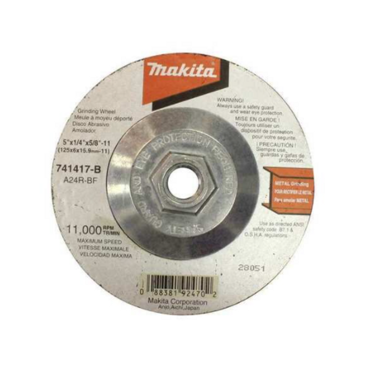 Makita 741417-B Grinding Wheel 5"x1/4"x5/8"