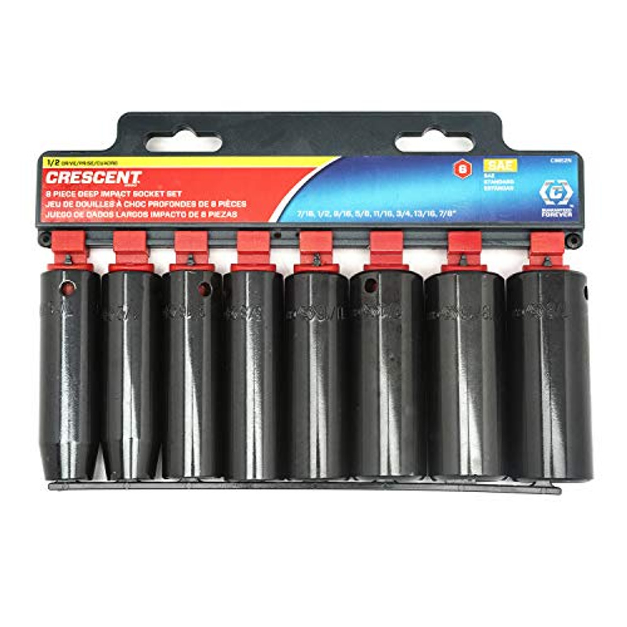 Crescent CIMS2N 8-Piece 1/2" Drive 6-Point Deep Impact SAE Socket Set