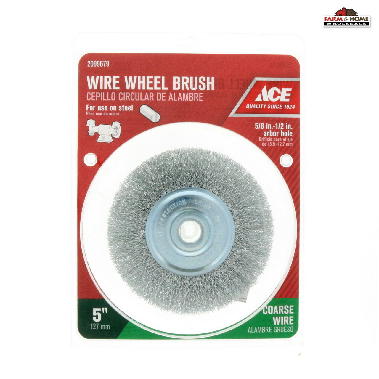 ACE 5" Wire Wheel Brush Grinder ~ 5/8"- 1/2" Arbor