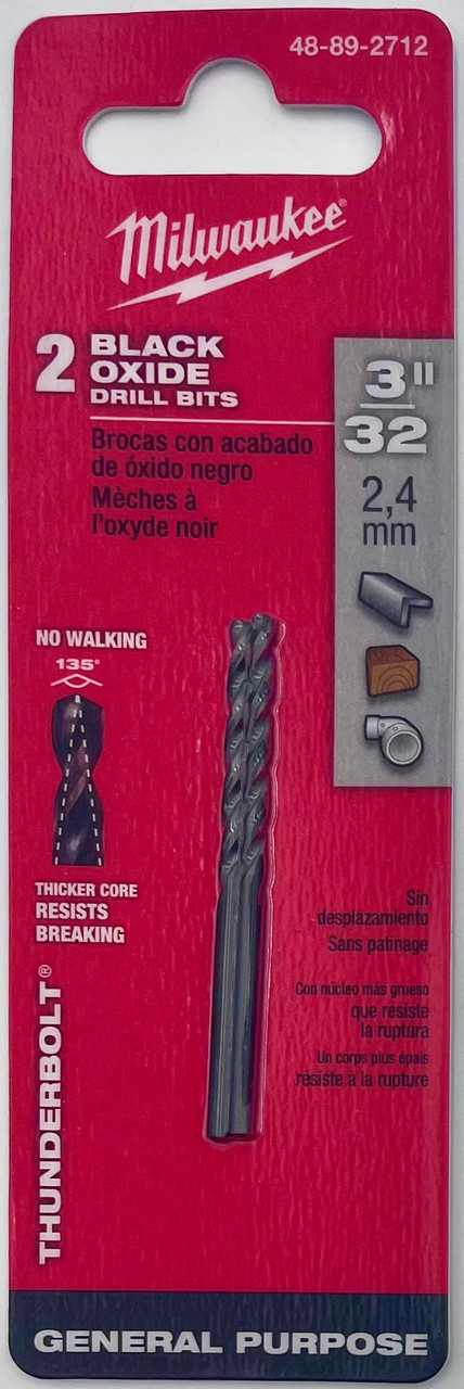 Milwaukee 48-89-2824 Thunderbolt Black Oxide Drill Bits – 1/8 Inch, 12 Pack