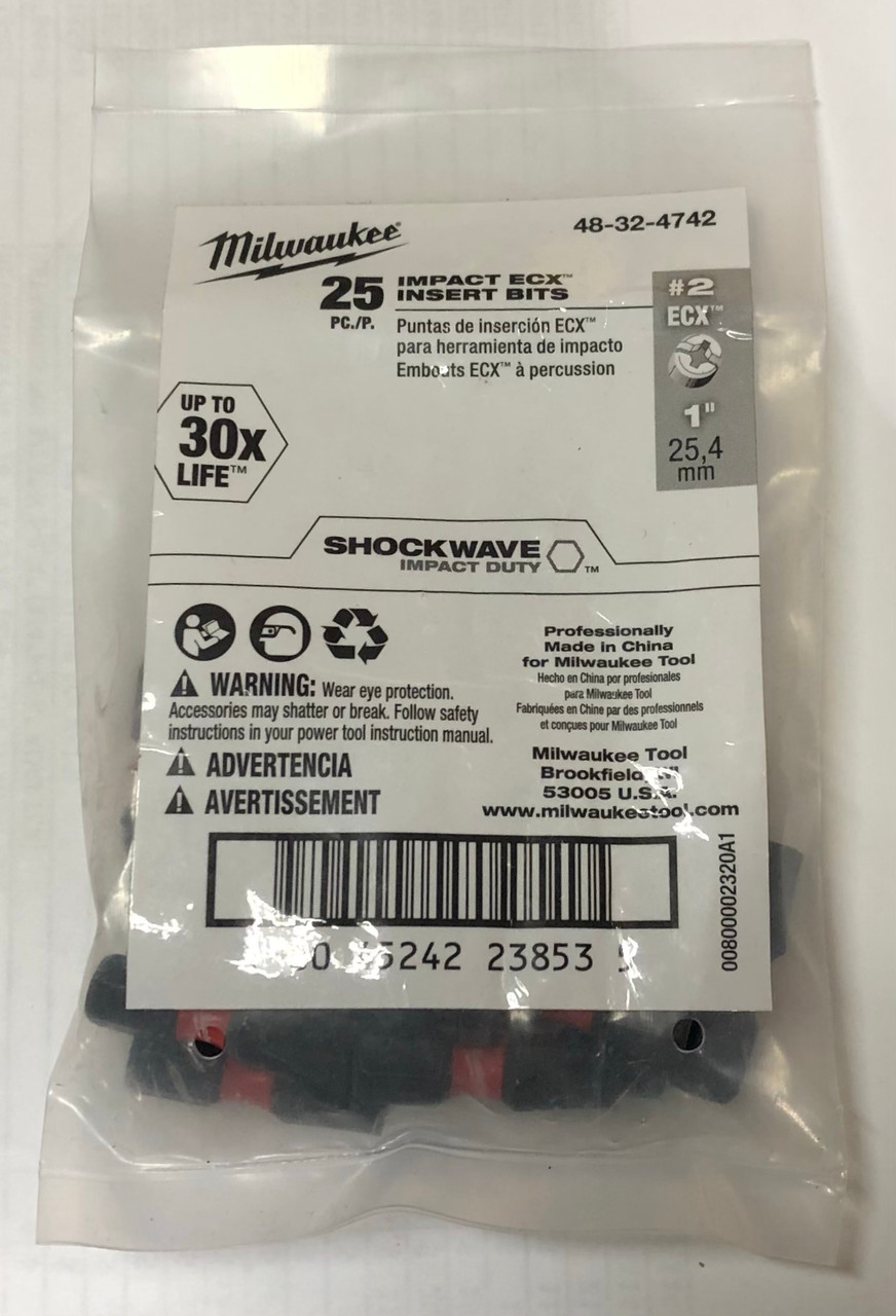Milwaukee 48-32-4742 Shockwave Insert Bit Ecx No.2 (Bulk 25)