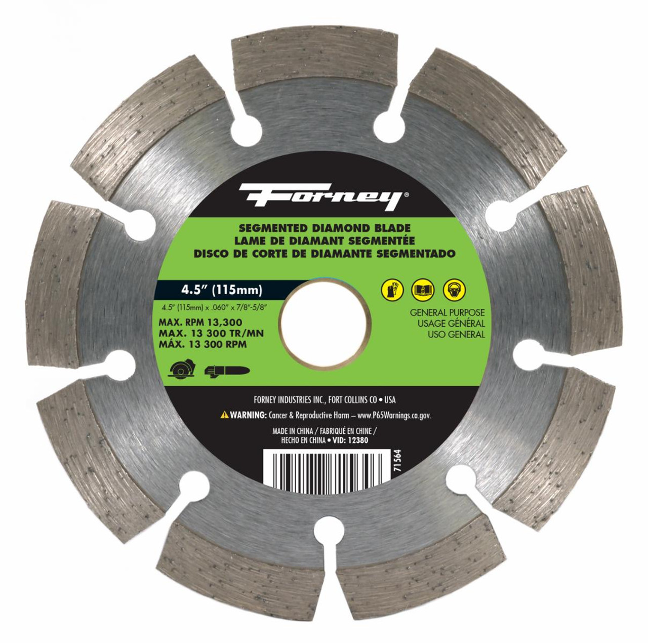 Forney 71564 Segmented Rim Diamond Blade, 4-1/2"