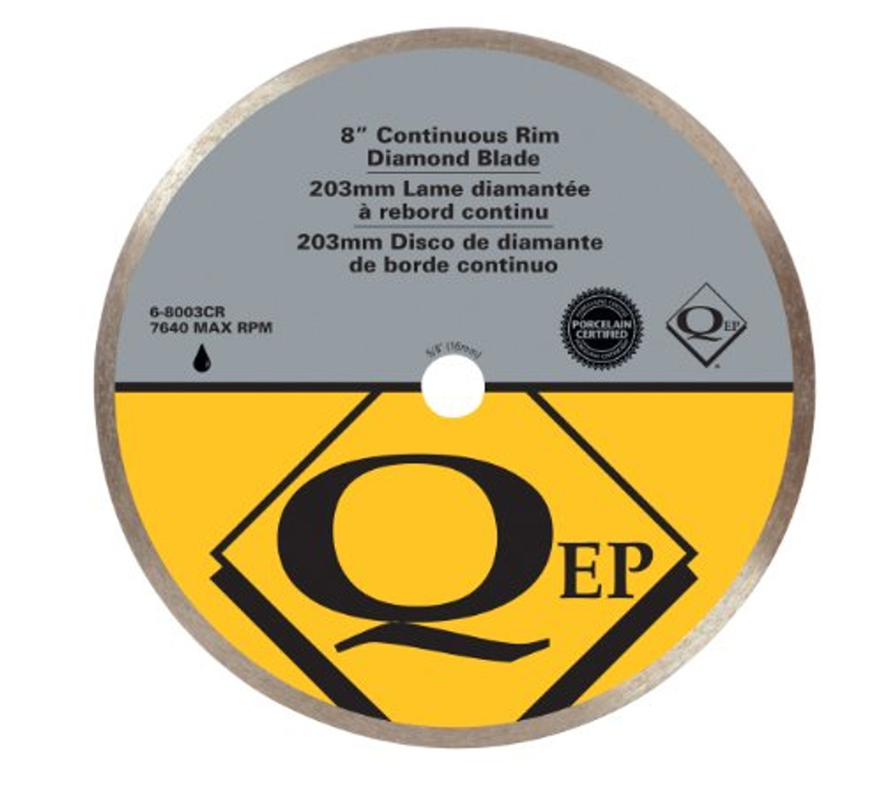 QEP 6-8003Q Premium Continuous Rim Tile Diamond Blade, 8"