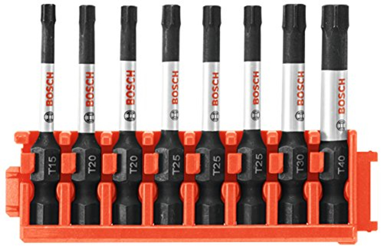 BOSCH CCSTV208 8Piece Impact Tough Torx 2 Inch Power Bits with Clip for Custom Case System