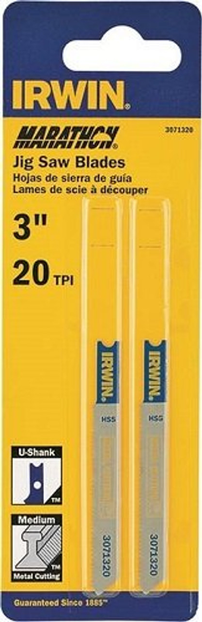 Irwin 3071320 Metal Cutting Jigsaw Blades, 20 TPI, 3", 2-Pack