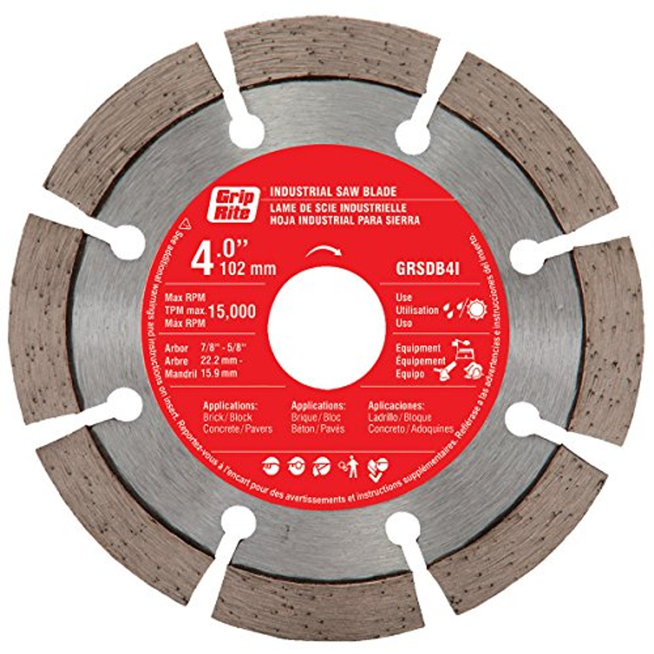 Grip-Rite GRSDB4I Industrial Segmented Diamond Blade, 4"