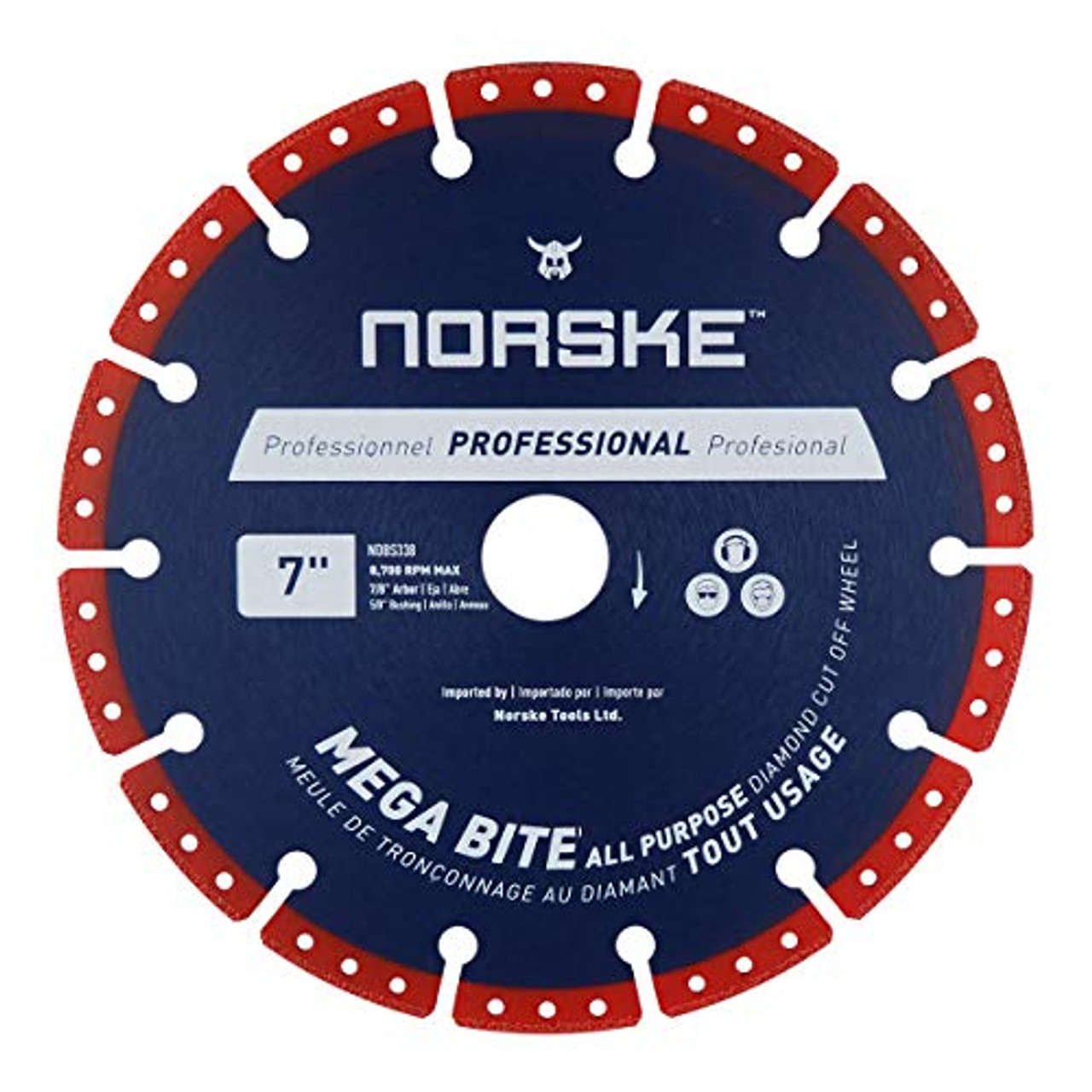Norske NDBS338 Mega Bite Diamond Vacuum Brazed Cutoff Wheel, 7"