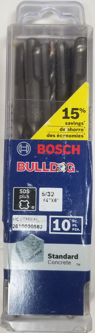 Bosch HC2001B10 SDS-Plus Drill Bits, 5/32" x 4" x 6", 10-Pack