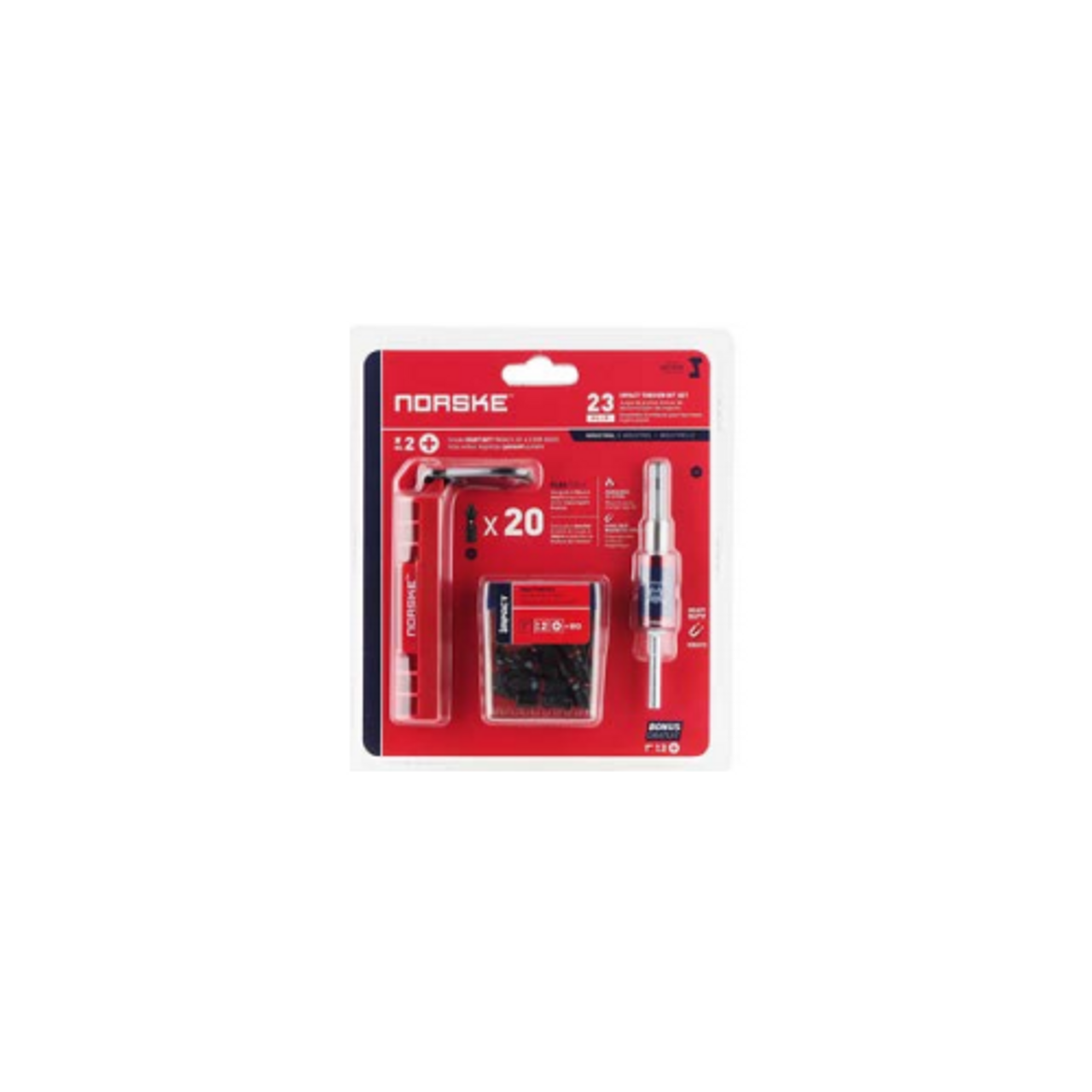 Norske NIBPI705 23 pc Impact Torsion Bit Set T25 w/ magnetic bit & screw holder