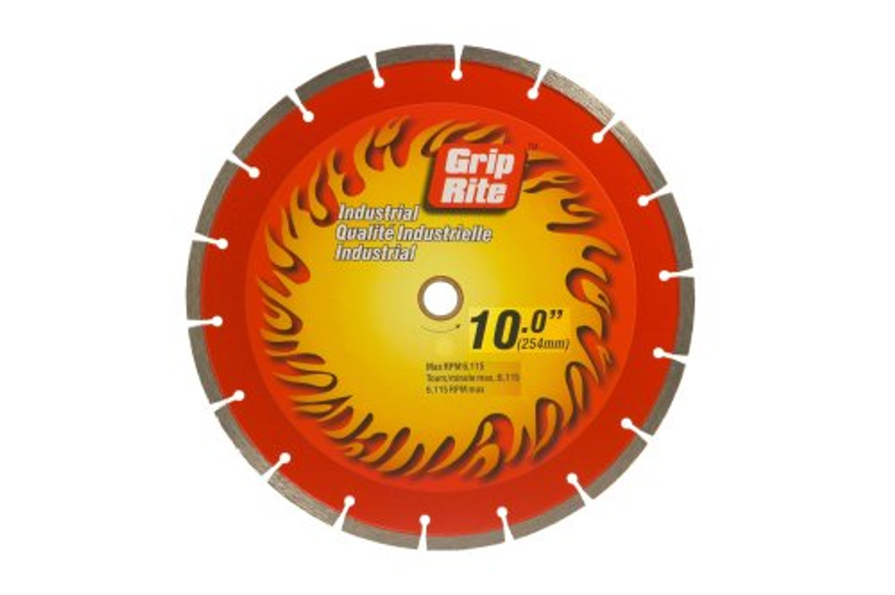 Grip Rite GRSDB10I Industrial Segmented Diamond Saw Blade, 10"