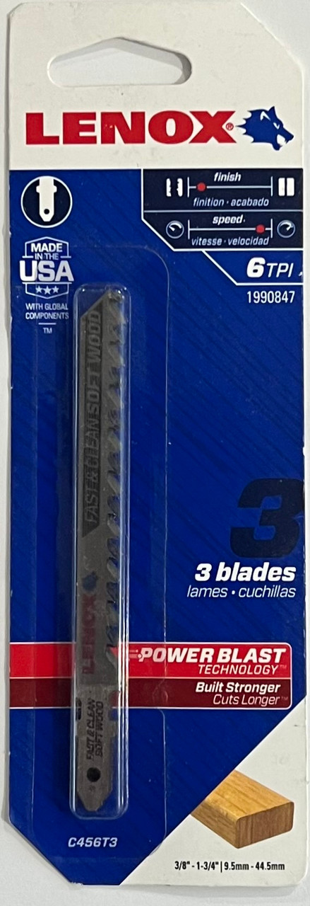 LENOX Tools 1990847 T-Shank Clean Wood Cutting Jig Saw Blade, 4-Inch X 5/16-Inch 6 TPI, 3-Pack