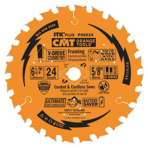 CMT P07524 ITK Plus V-Drive Framing Circular Saw Blade, 7-1/4" x 24T x 5/8" BULK