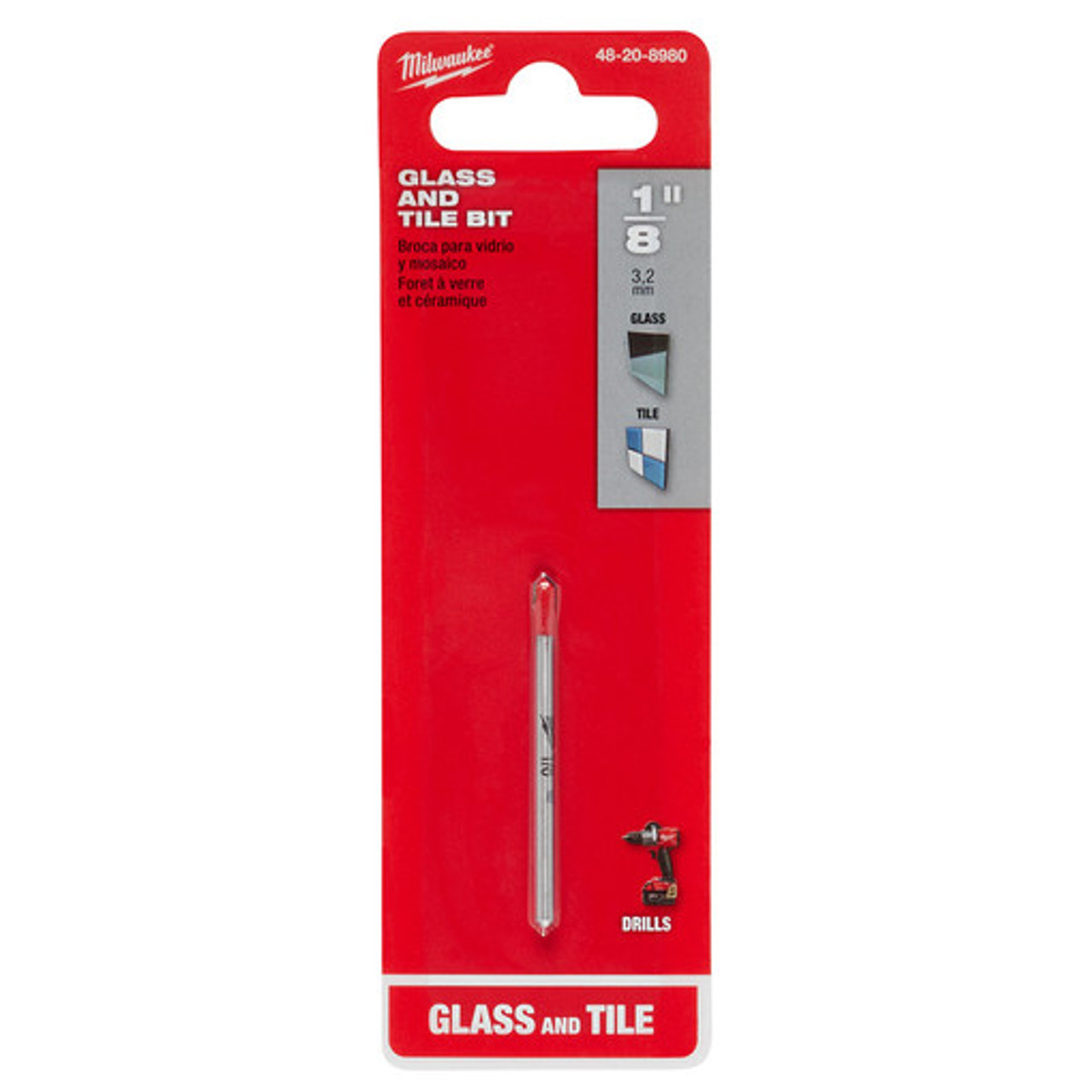 Milwaukee 48-20-8980 1/8" Glass and Tile Bit