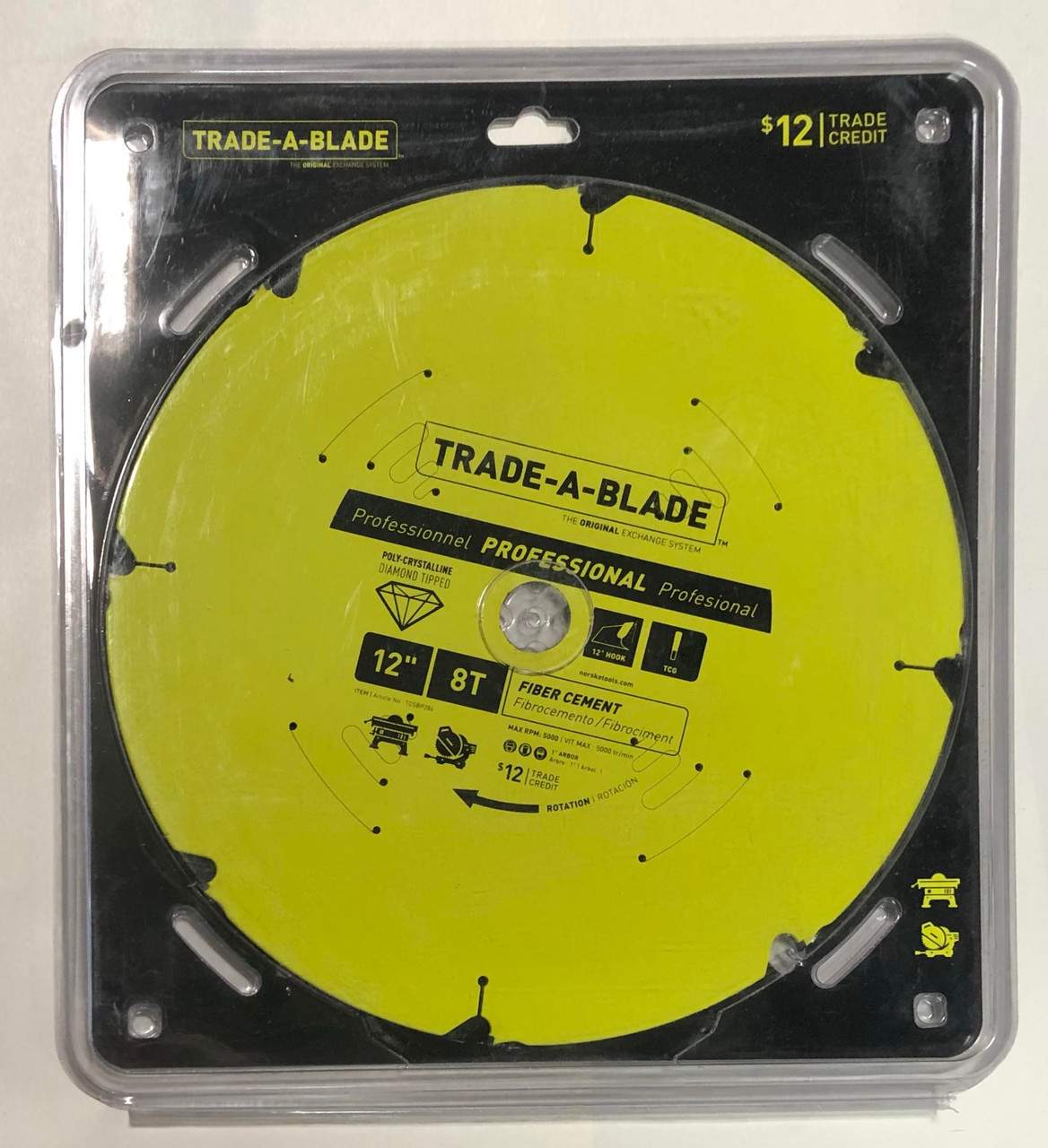 Trade-A-Blade Professional Poly-Crystalline Diamond Tipped 12" 8T Fiber Cement Circular Saw Blade