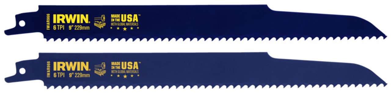 Irwin 2018873 Bi-Metal Demolition Reciprocating Saw Blades, 9" x 6 TPI, 2-Pack