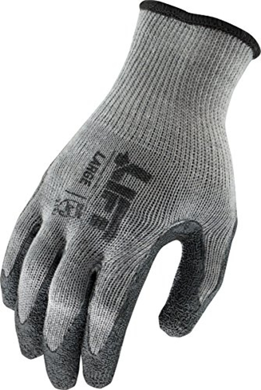 LIFT GPL-10YL Palmer L-Tac Latex Dipped Safety Gloves, Gray, Pair, Large