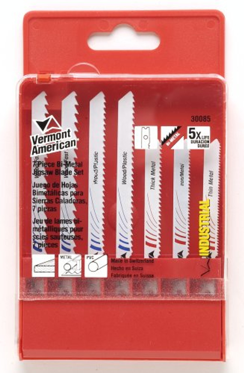 Vermont American 30085 Bi-metal U-shank Jig Saw Blade Set, 7-Piece