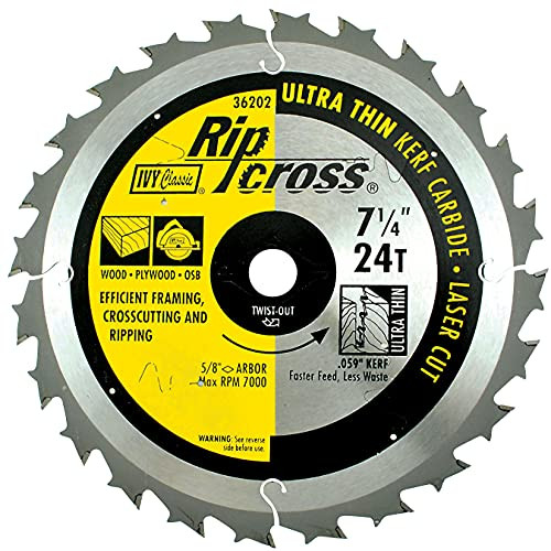 IVY Classic 36202 RipCross Ultra Thin Kerf Carbide Circular Saw Blade, 7-1/4" x 24T