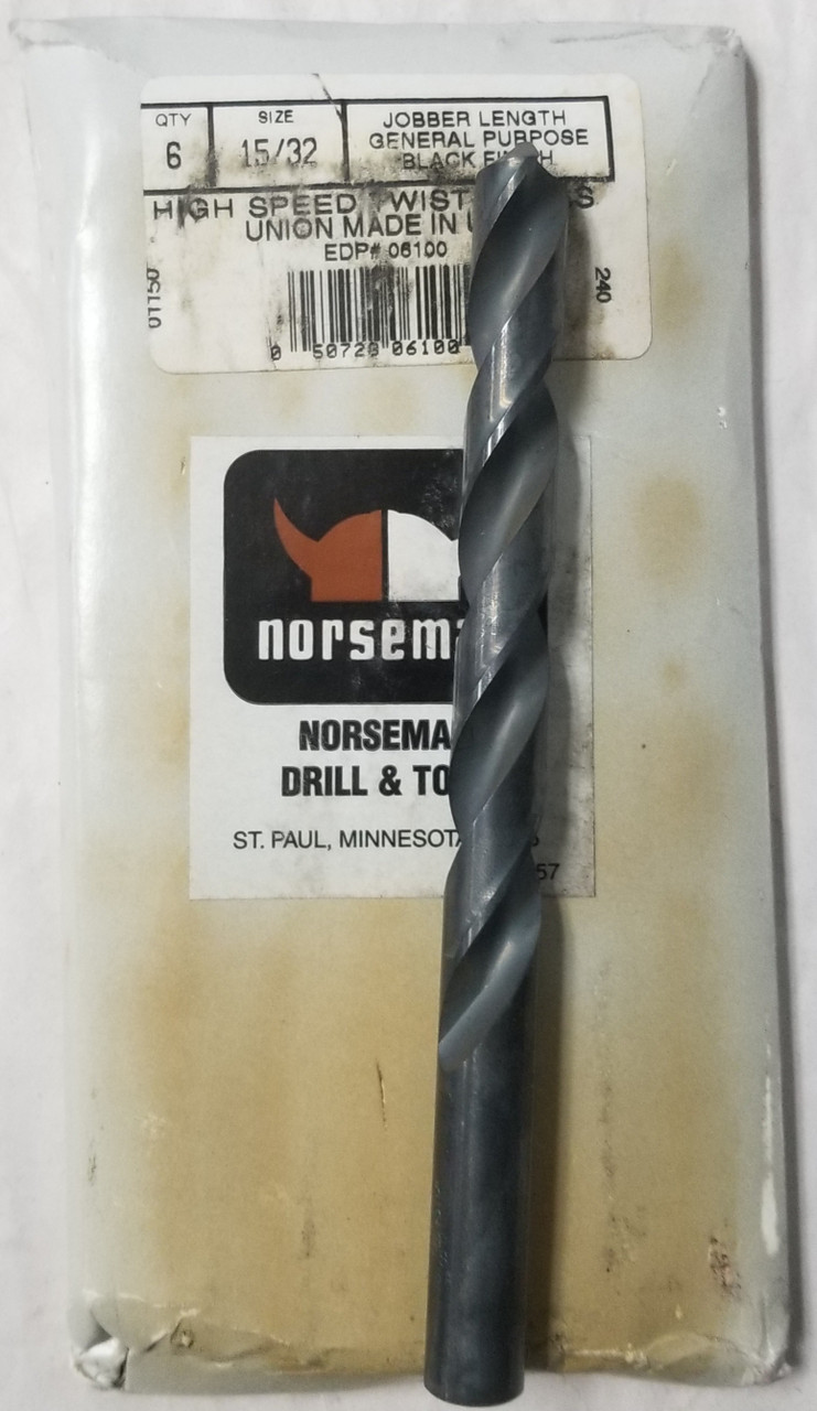 Norseman Drill and Tool 06100 15/32" Type 240 Black Finish Jobber Drill