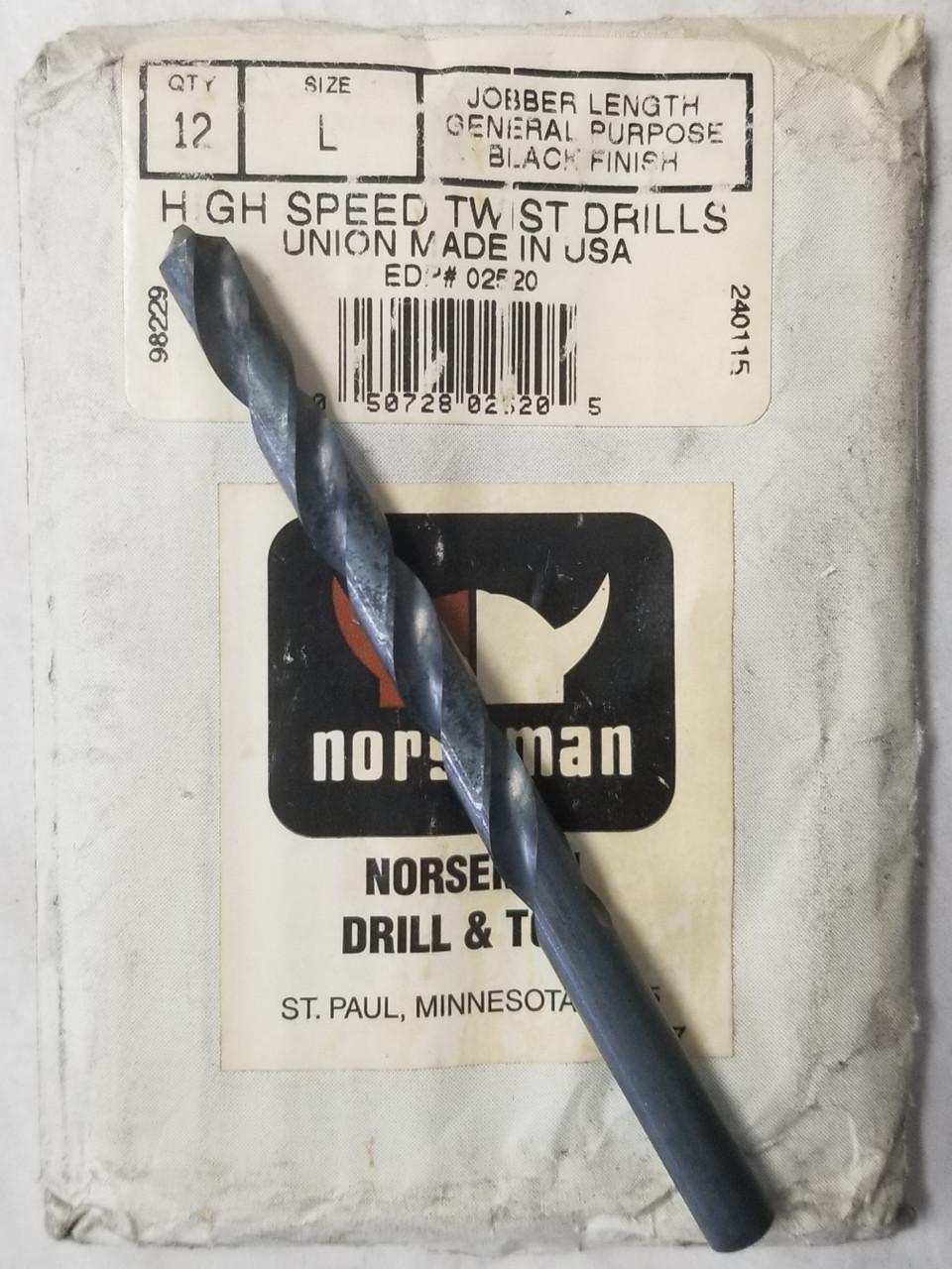 Norseman Drill and Tool 02520 L Type 115 Black Finish Jobber Drill 118