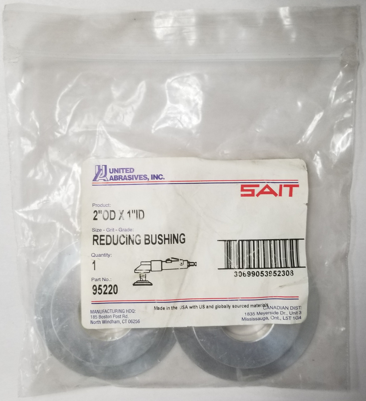 United Abrasives-SAIT 95220 Reducing Bushing, 2" OD x 1" ID