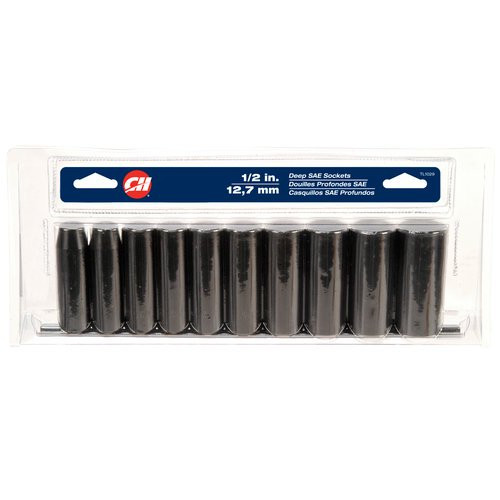 Campbell Hausfeld TL1029 Deep SAE Socket Set, 1/2" Drive, 7/16" - 1", 10-Piece
