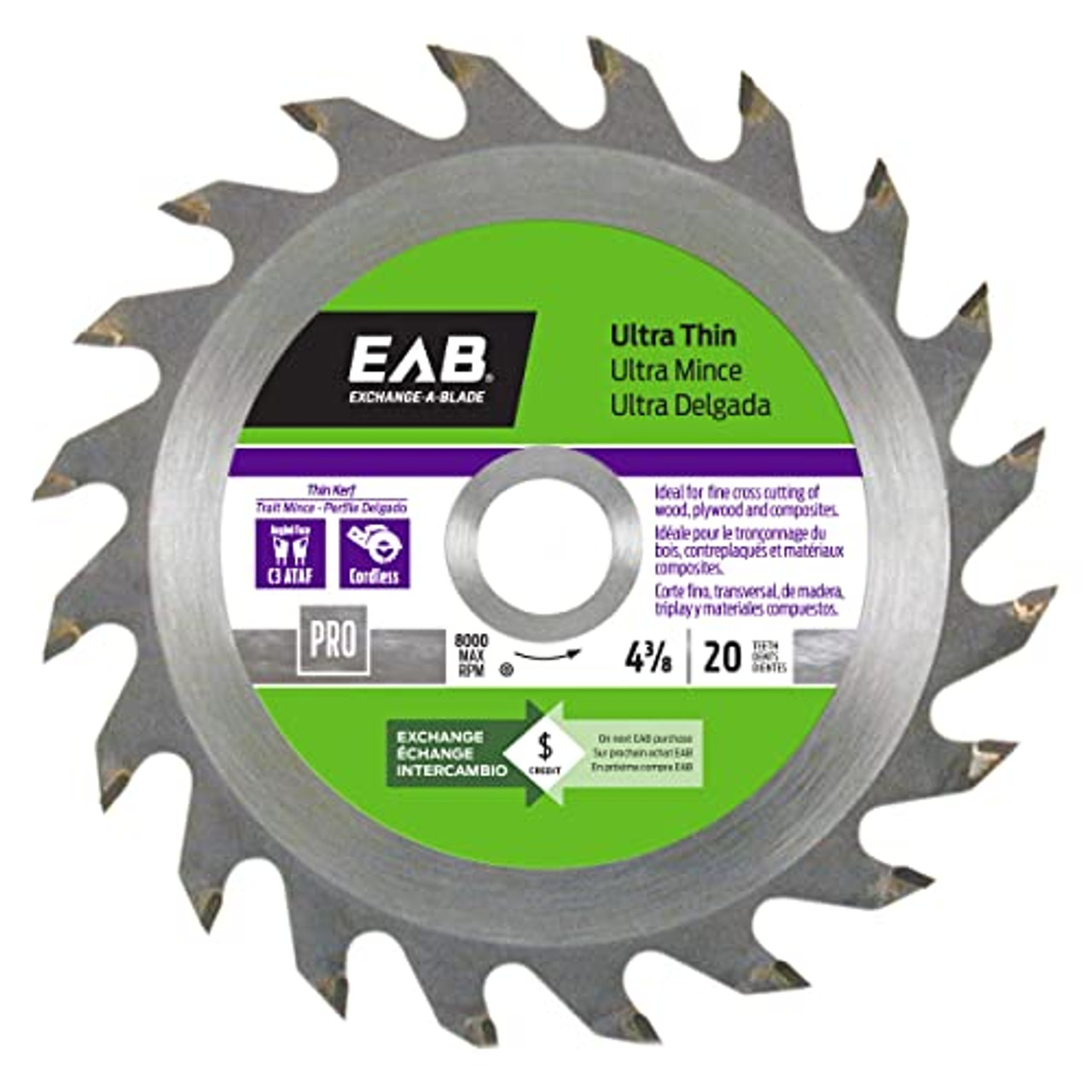 Exchange-A-Blade 1016022 4.37 in. x 20 Teeth Finishing Ultra Thin Professional Recyclable Exchangeable Saw Blade (Sold in Bulk)
