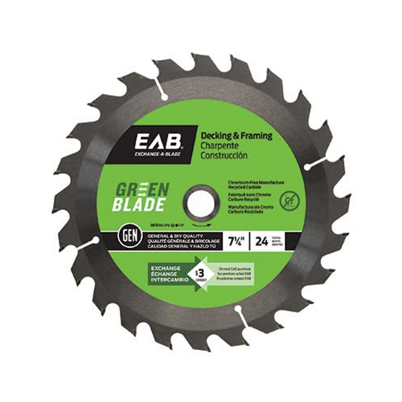 EAB 7.25 in. x 24 Tooth Circular Saw Blade, 1110052, Bulk