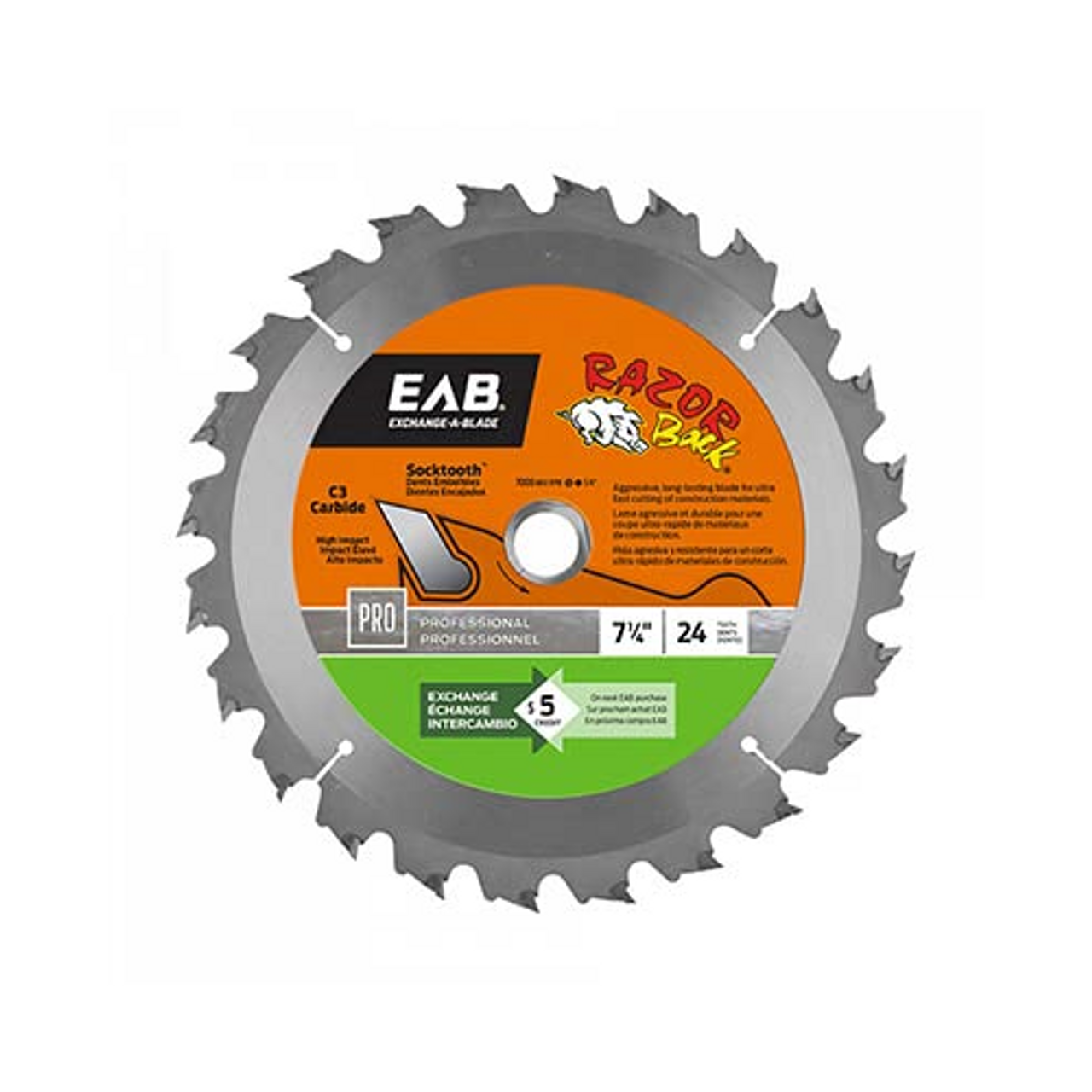 Circular Saw Blade, Razor Back, Demo, 7-1/4-In. x 24T -1016342, Bulk