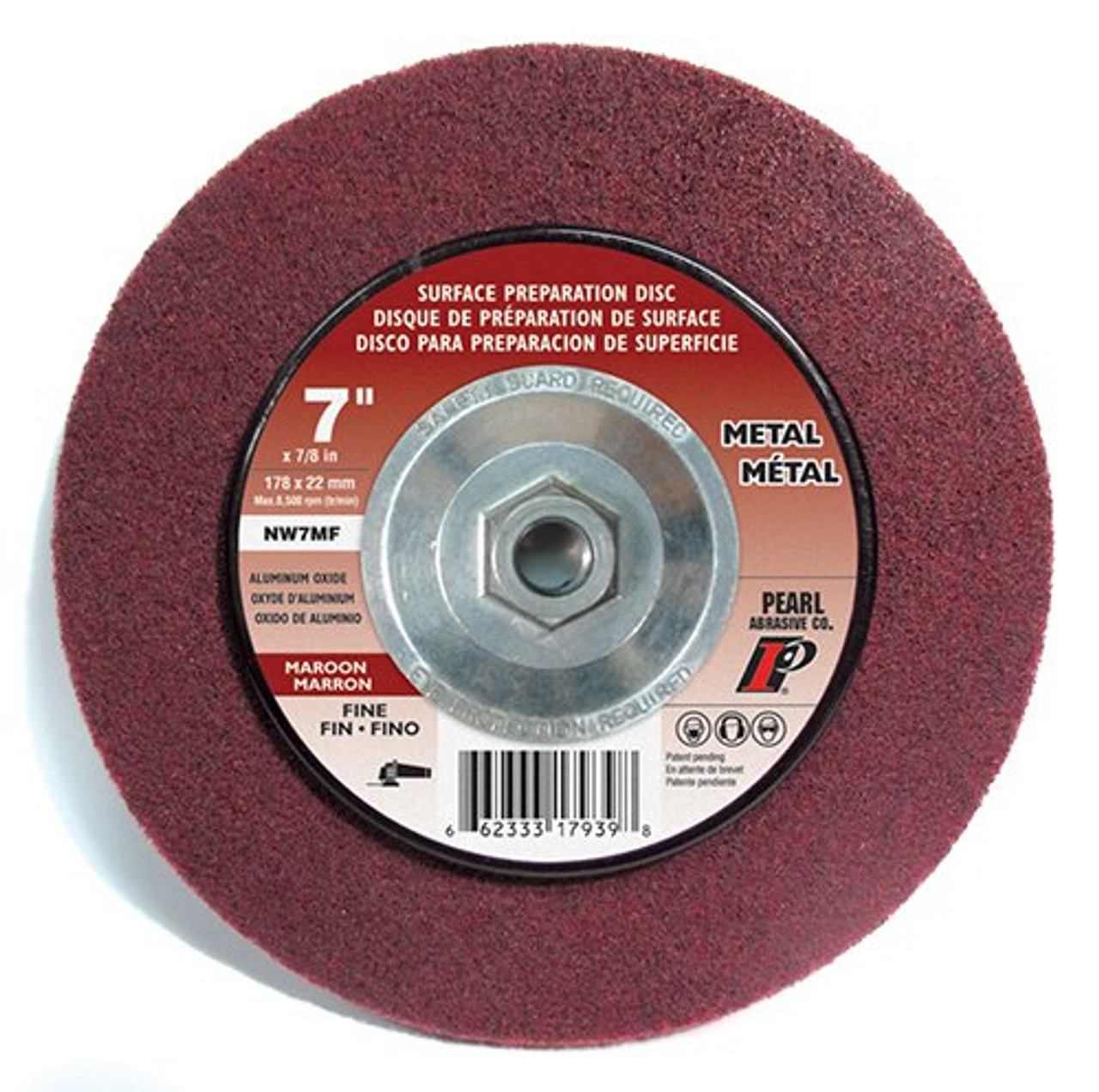 Pearl Abrasive NW7MF Premium Metal T27 Fine Surface Preparation Wheels, 7" x 7/8", Pack of 10