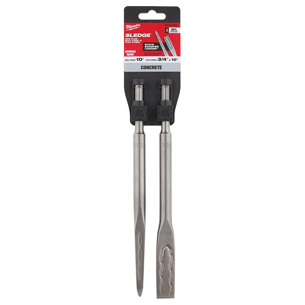 Milwaukee Sledge SDS Plus Bull Point & Flat Chisel