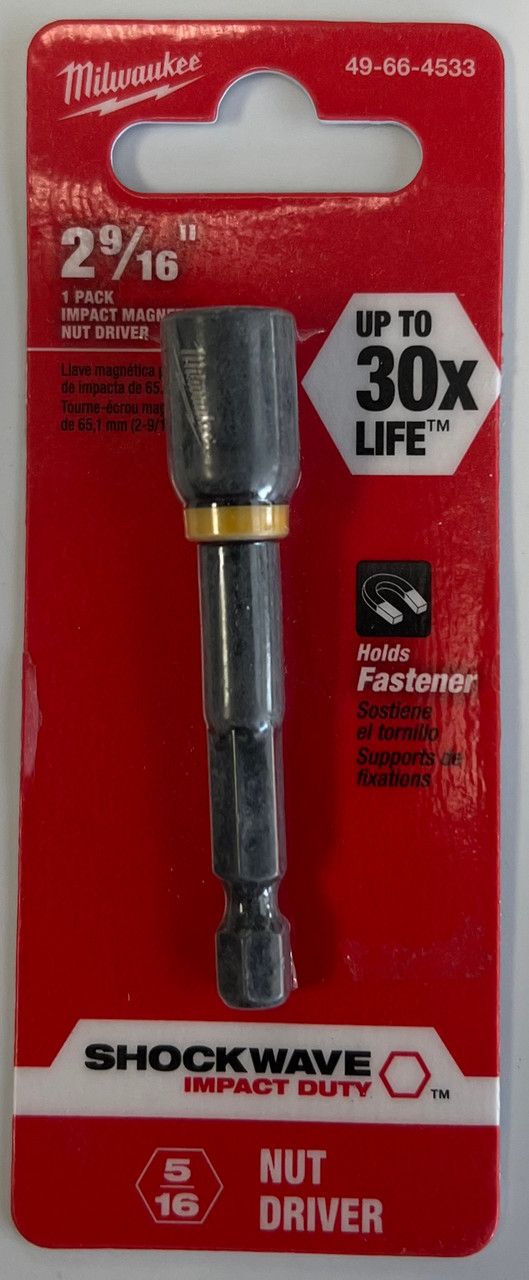 Milwaukee Shockwave Magnetic Nut Driver, Imperial, 5/16 in Drive, 1/4 in Hex Shank