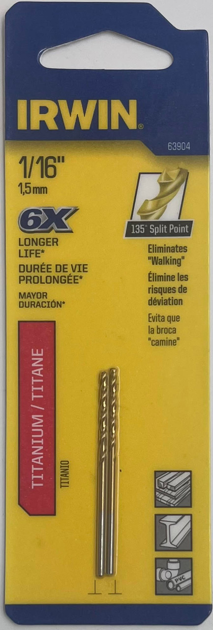 Irwin 63904 Titanium Drill Bit 1/16 inch