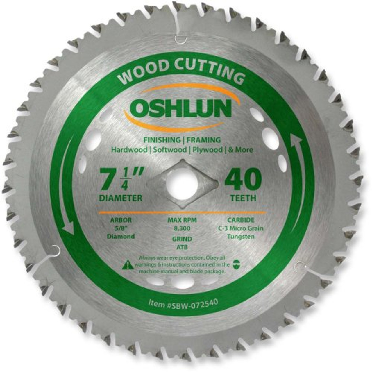 Oshlun SBW-072540 Finishing and Framing Saw Blade, 40 Tooth ATB, 7-1/4"