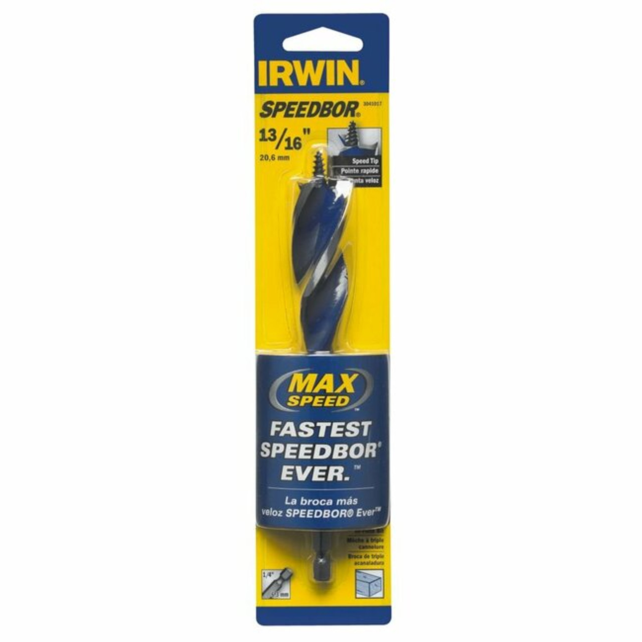 Irwin Tools 3041017 Speedbor Max 13/16" X 6" Tri-Flute Self Feeding Spade Bit