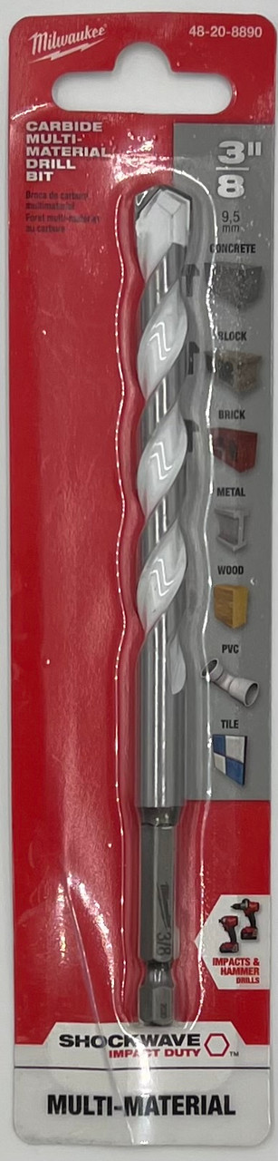 Milwaukee 48-20-8890 3/8 in. SHOCKWAVE Carbide Multi-Material Drill Bit
