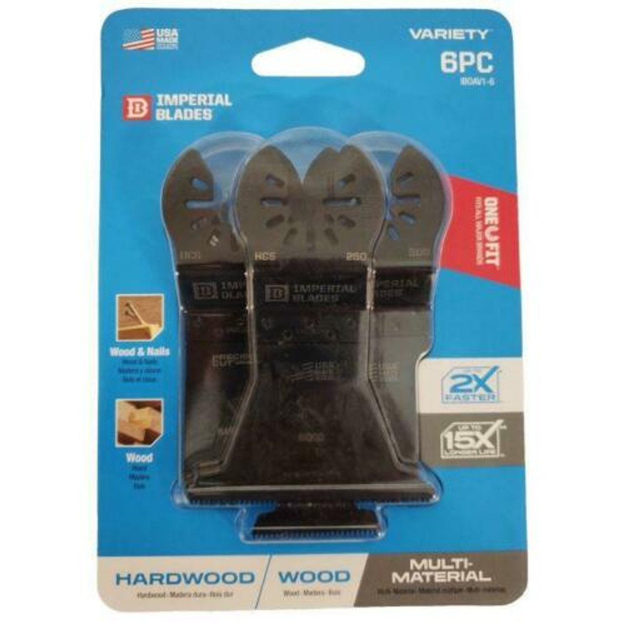 Imperial Blades IBOAV1-6 One Fit, Standard Multi-Material Variety Pack, 6PC