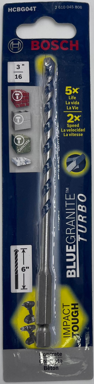 Bosch HCBG04T - 3/16" x 6" Blue Granite Hammer Drill Bit for Concrete