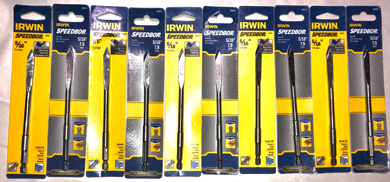 Irwin 5/16 x 6 inch Speedbor Blue-Groove Spade Bit 88805