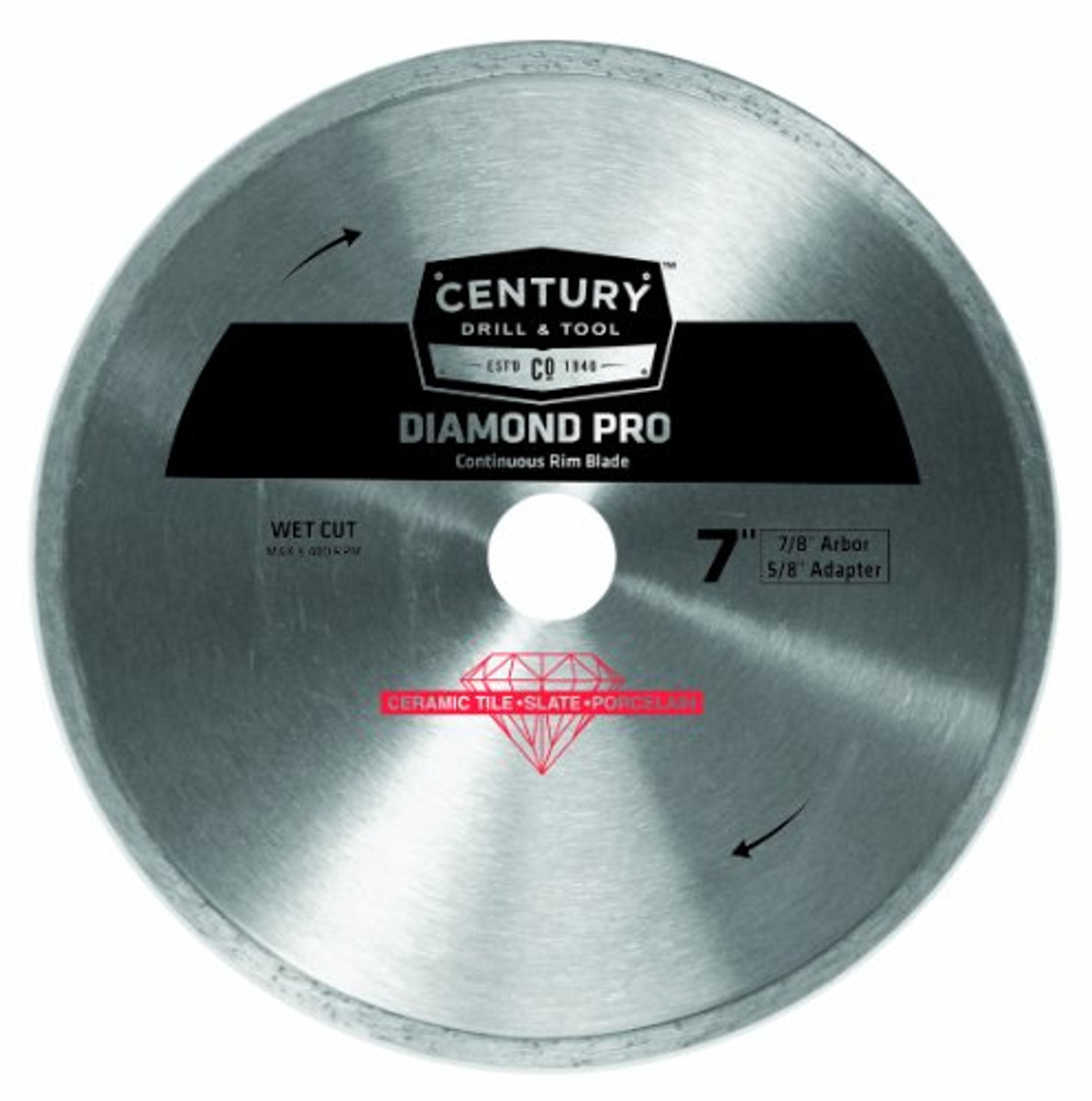 Century Drill and Tool 75458 Professional 7 inch Continuous Rim Diamond Saw Blade