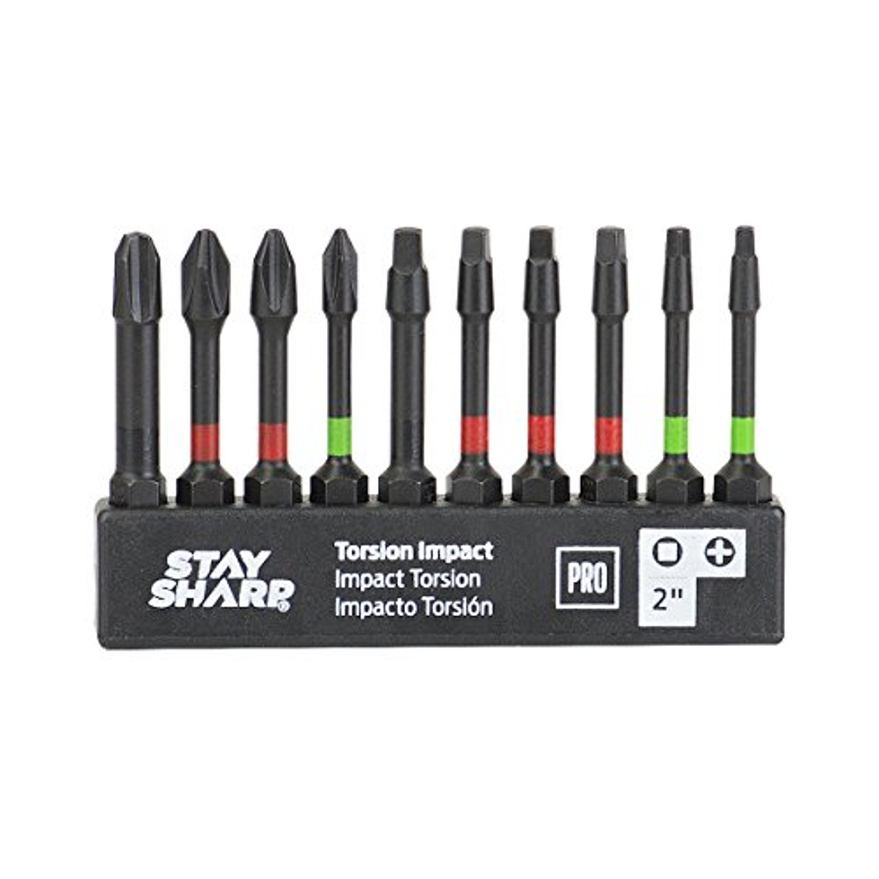 Stay Sharp 75330 2 in. Assorted Torsion Impact Bit Clip Square Recess Phillips Professional Screwdriver Bit - Recyclable - 10 Piece