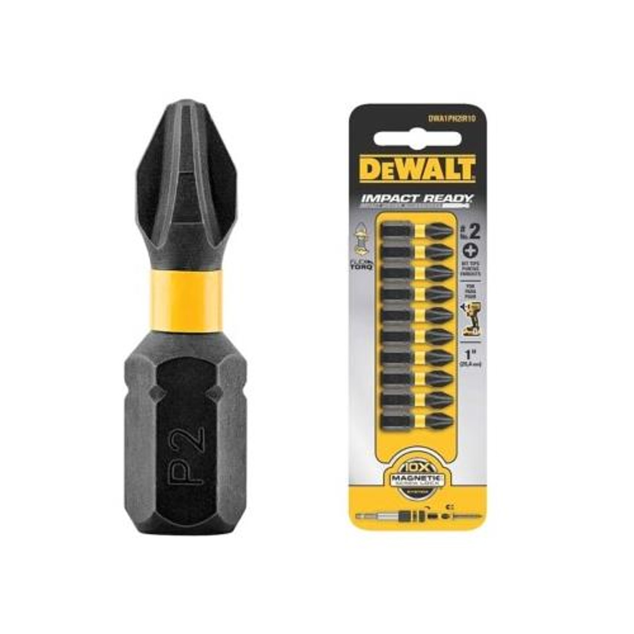 DEWALT ACCESSORIES DWA1PH2IR10 #2 Phil Imp Bit Tip (10 Pack)