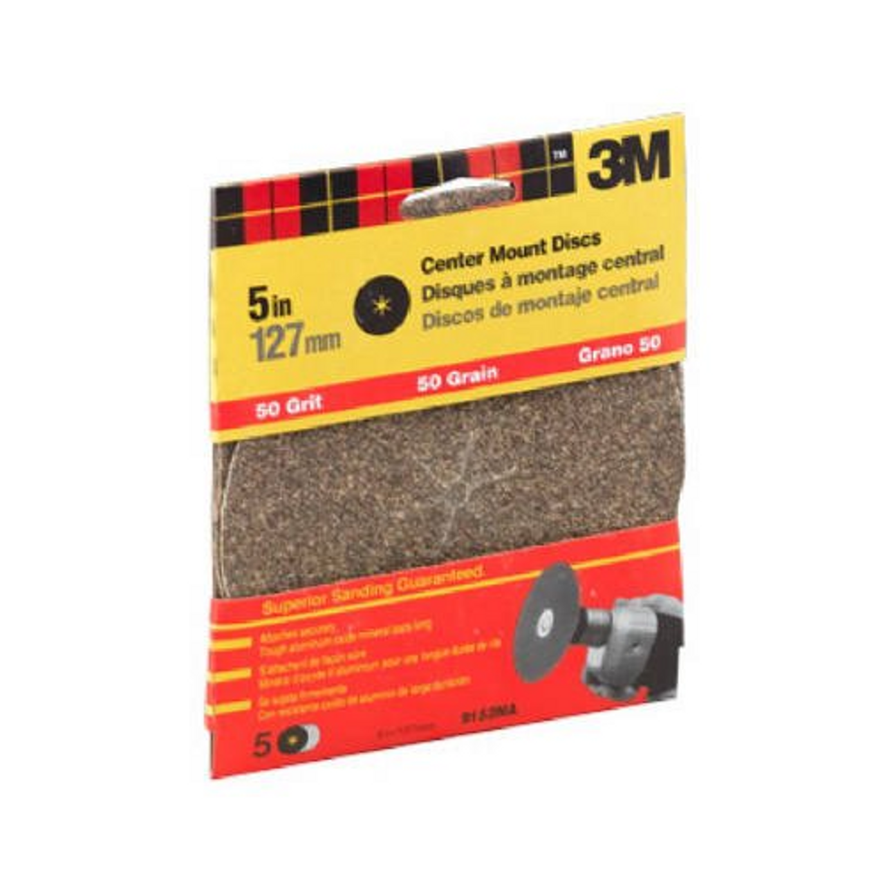 3M 5 in. Aluminum Oxide Center Mount Sanding Disc 50 Grit Coarse 5 pk - 9152DC-NA