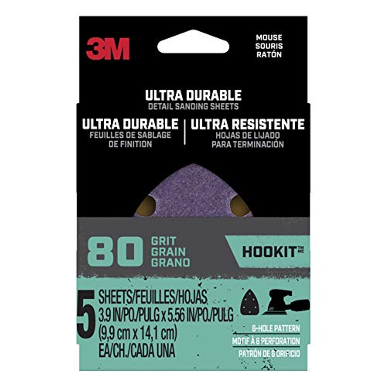 3M 3.9 in. L x 5.6 in. W 80 Grit Ceramic Mouse Sandpaper 5 pk5 - Mouse5pk80