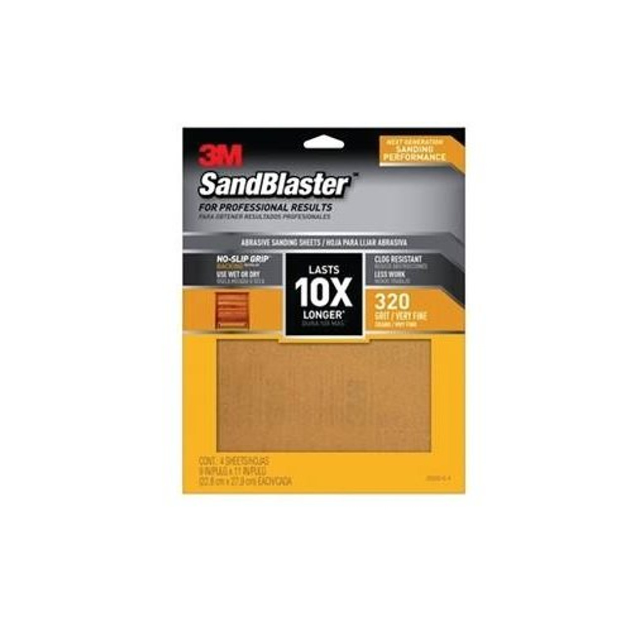 3M (4-Sheets) 320-Grit, 11" x 9" Sandpaper with No-Slip Grip, 20320-G-4 3M (4-Sheets) 320-Grit, 11" x 9" Sandpaper with No-Slip Grip, 20320-G-4