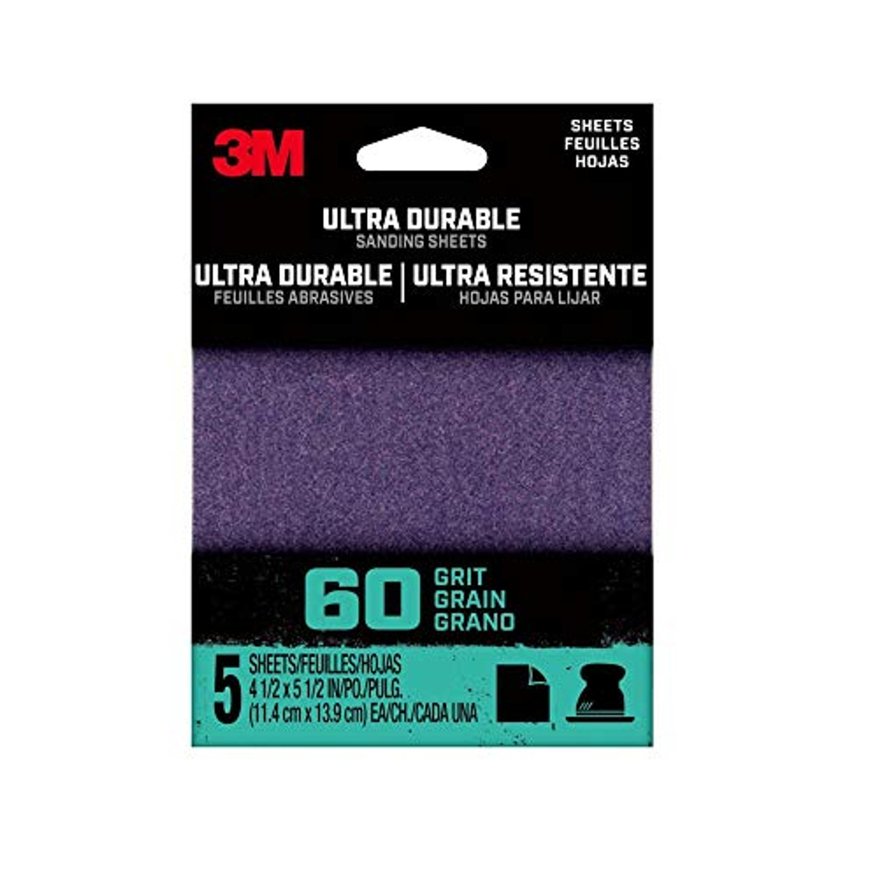 3M 1/4SHT5PK60 Clip-ON 1/4SHEET 60GRIT