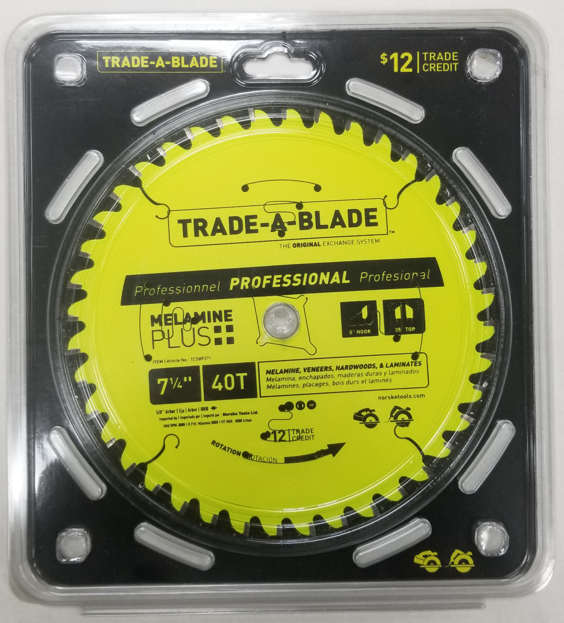 Trade-A-Blade TCSBP271 Melamine+ Circular Saw Blade. 40T x 7-1/4"